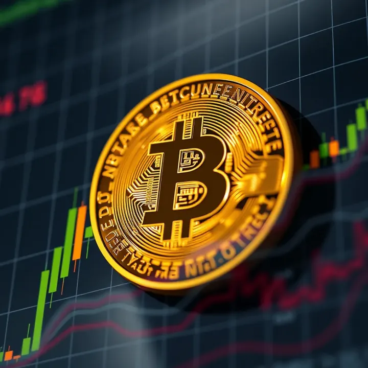 Graph showing Bitcoin price fluctuations against the US Dollar with trend lines and key market indicators