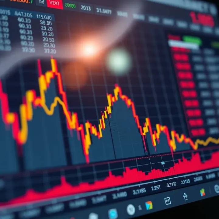 Graph showing a sharp decline in stock market index with highlighted volatility