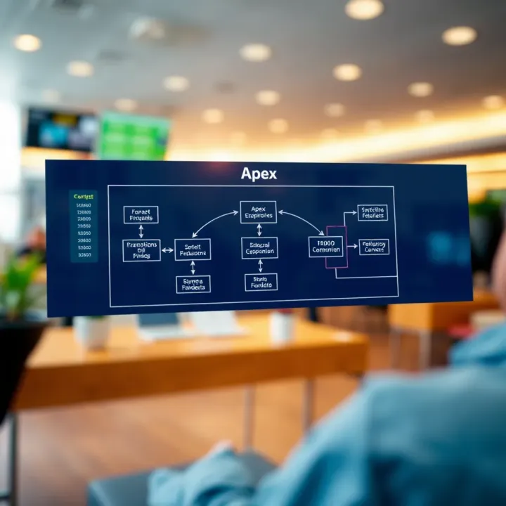 Diagram showing the flow and components of Apex Fondeo financial system