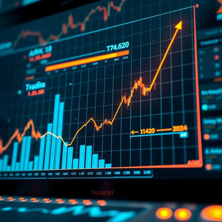 Futuristic digital graph illustrating innovative investment growth in technology sectors