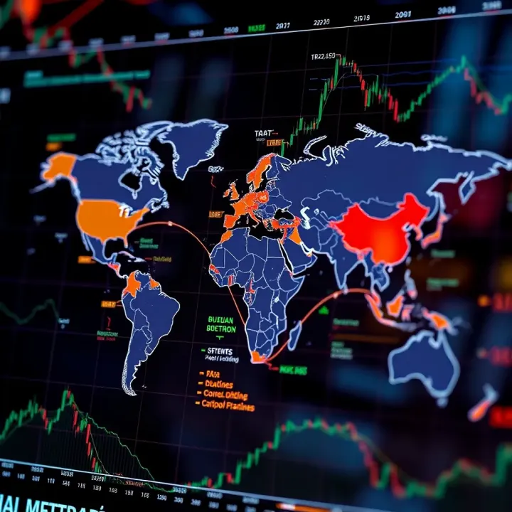 Global map highlighting major financial markets and trading hubs