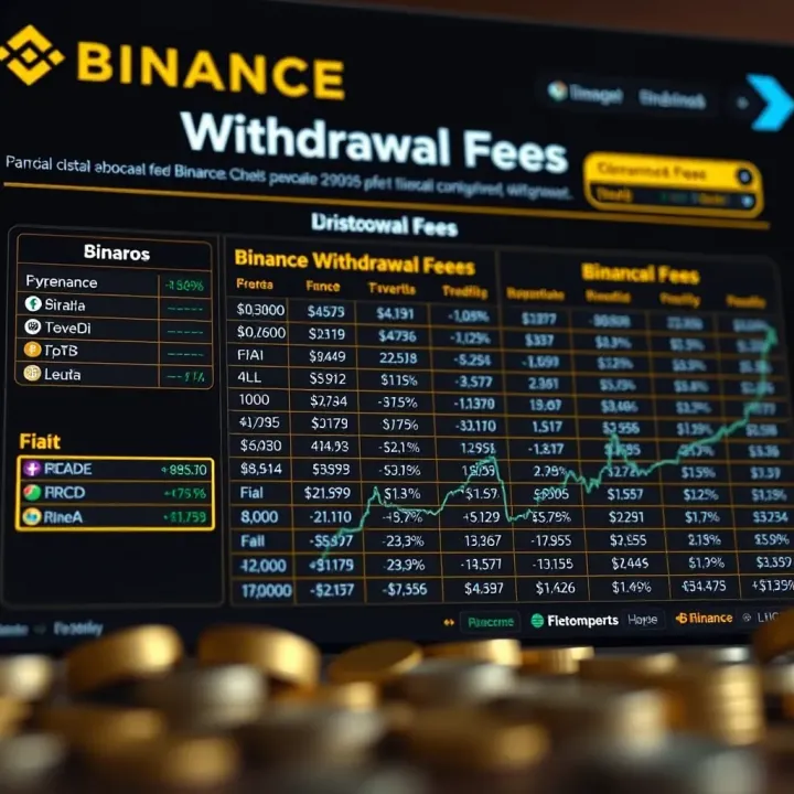 Binance Withdrawal Fees Breakdown for Crypto and Fiat Detailed chart showing Binance withdrawal fees for various cryptocurrencies and fiat currencies