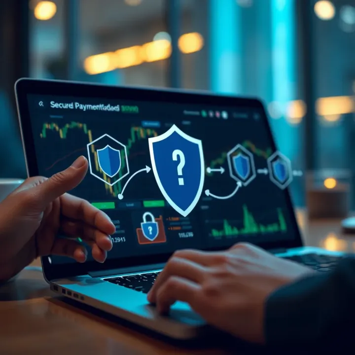 Secure online transaction process with digital protection icons