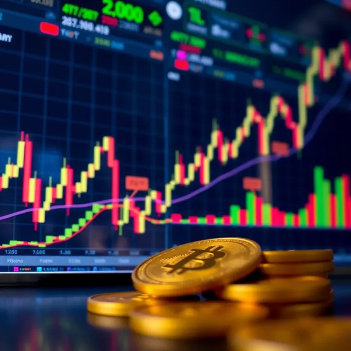 Graph showing Bitcoin price trends and volatility in a digital market environment