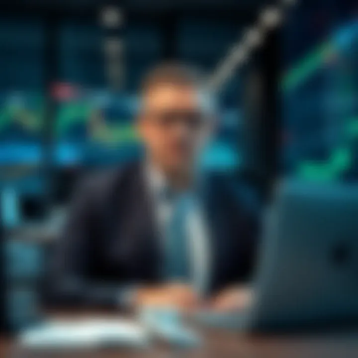 Modern office setting with financial data displays symbolizing Antony Ressler's influence on the global finance industry