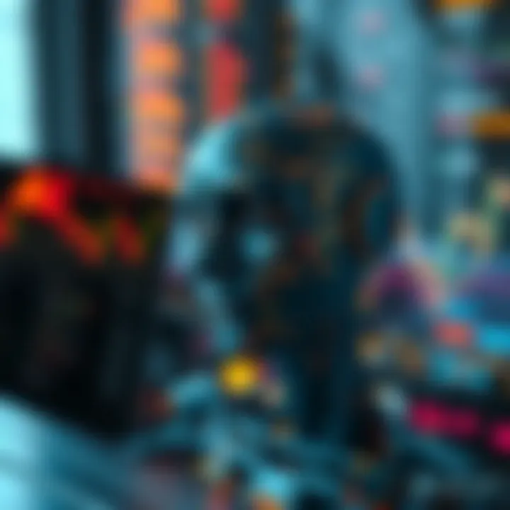 Conceptual graphic of artificial intelligence integrating with financial trading systems