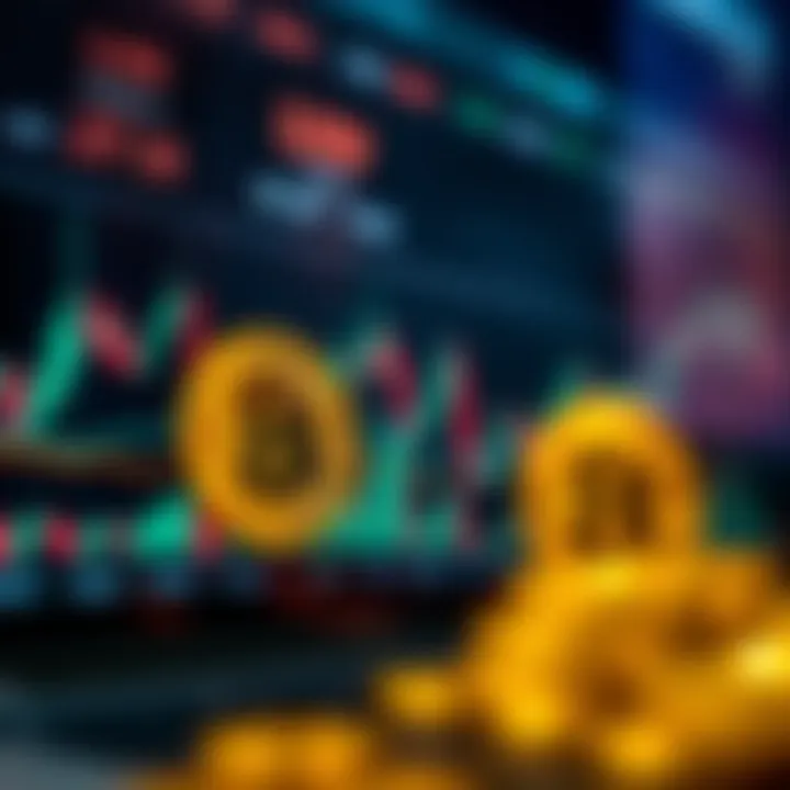 Graph showing Bitcoin price fluctuations with technical indicators overlay