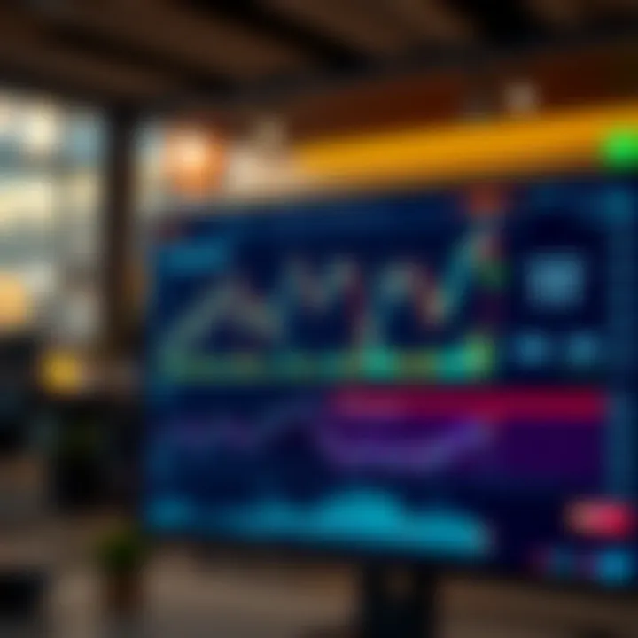 Digital interface showing cryptocurrency trading charts and Bitcoin Storm platform dashboard