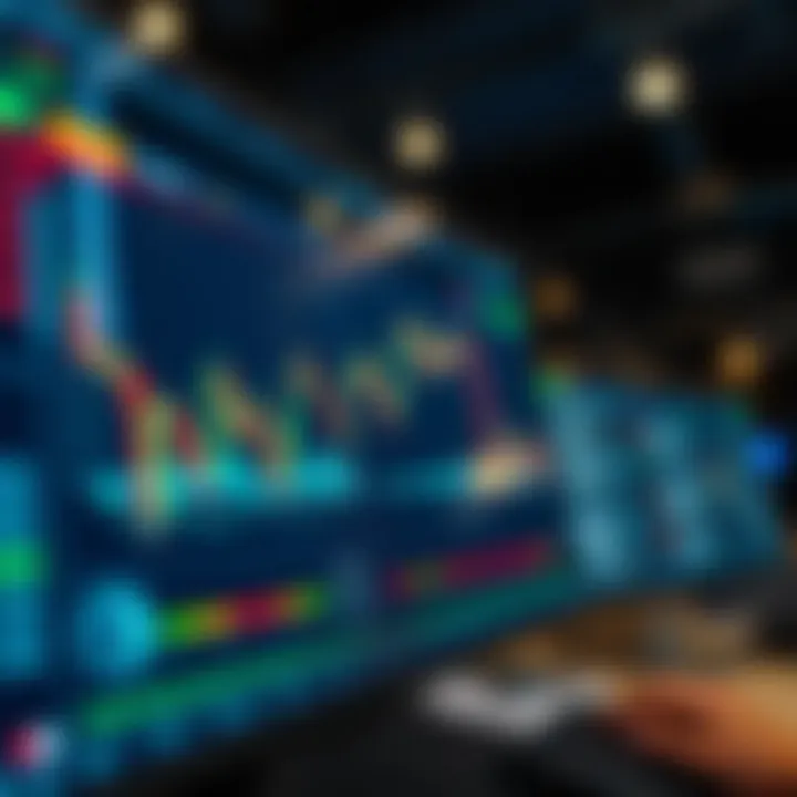 Digital interface displaying stock market charts and artificial intelligence icons