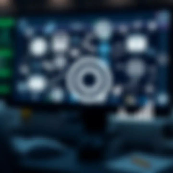 Illustration showing digital marketing tools and icons related to affiliate promotion for trading platforms