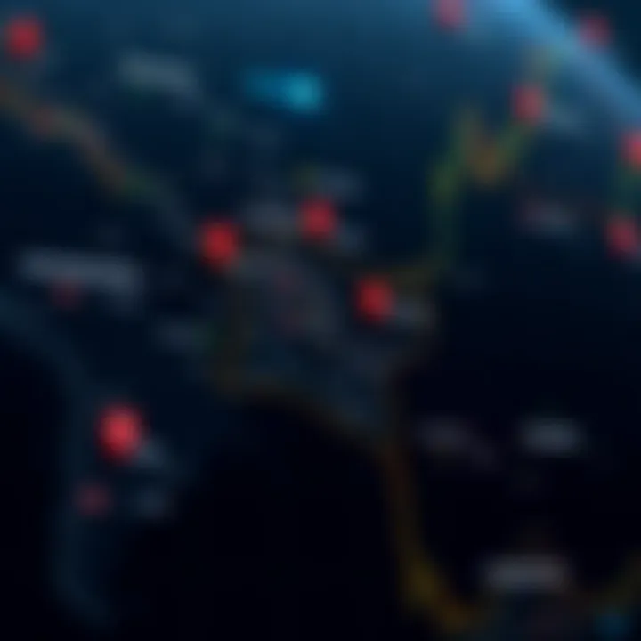 Map highlighting Colombia with symbols representing access to global financial markets via Darwinex