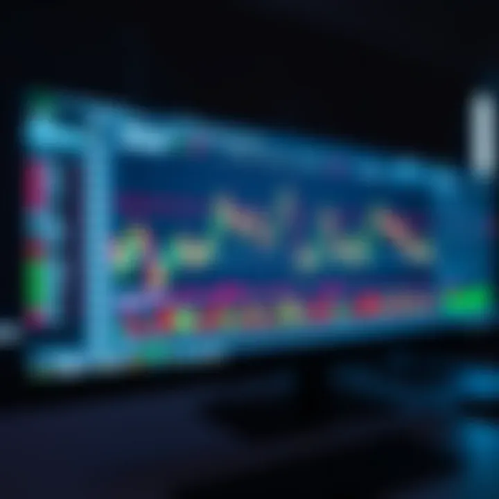 Graph displaying fluctuating forex and cryptocurrency market trends on a computer screen