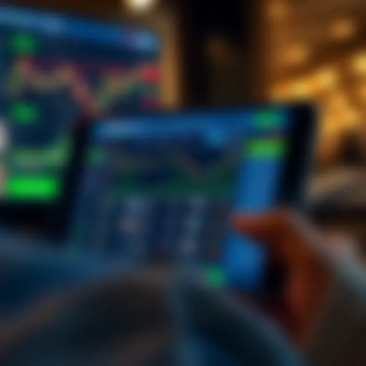 User interface of IQ Broker application showing trading options on a digital device