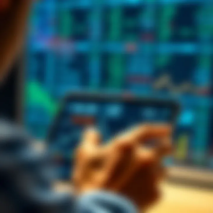 Interactive Learning of Derivatives Through Digital Applications User interacting with a tablet showing derivative calculations and educational content