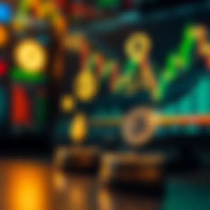 Illustration of financial instruments available on IQ Option with icons representing stocks, forex, and cryptocurrencies