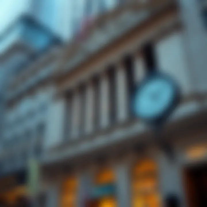 New York Stock Exchange building with a clock showing market opening time