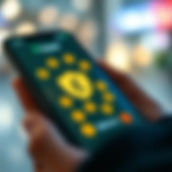 Secure online payment transaction on a mobile device with currency symbols visible