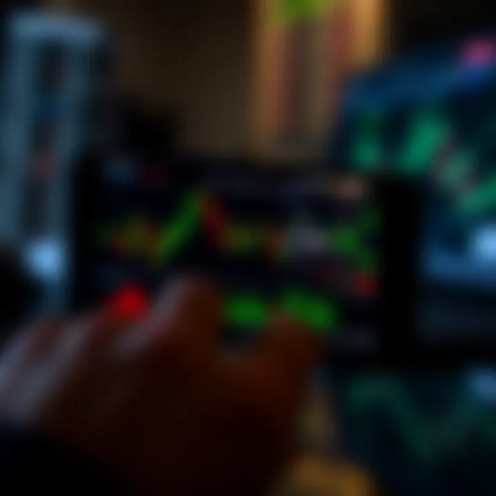 Mobile device showing Pocket Option app interface with trading charts and options