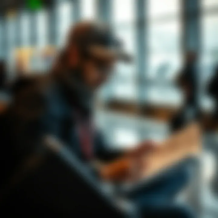 Traveler reviewing international travel insurance policy documents before a trip