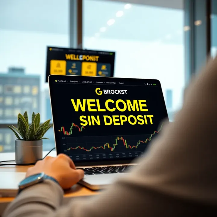 Broker Platforms Offering Welcome Bonuses Without Deposit Illustration of digital broker platform showing welcome bonus offer without deposit