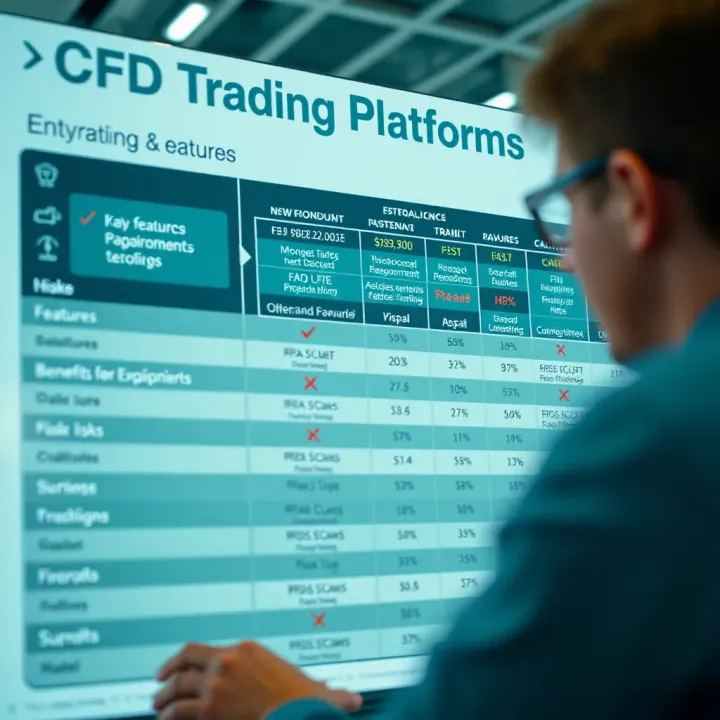 Comparative chart showing features, benefits, and risks of various CFD platforms