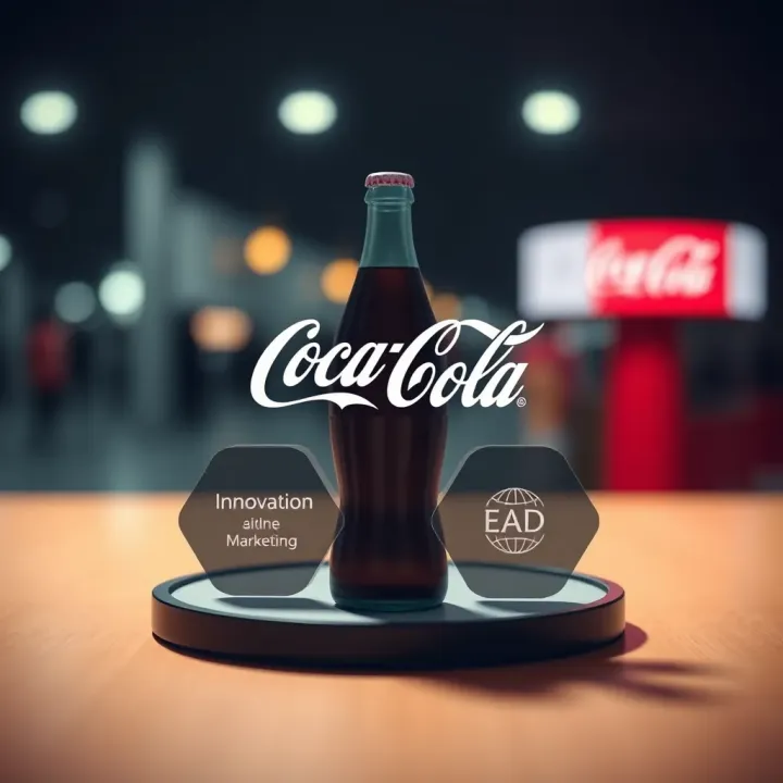 Diagram illustrating Coca-Cola's innovation, marketing, supply chain, and market adaptability