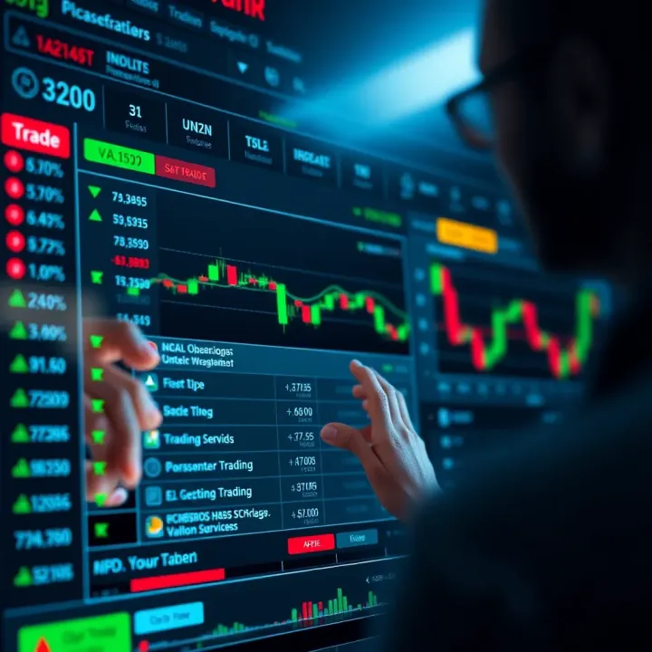 Secure online trading platform interface with highlighted security features and trading options