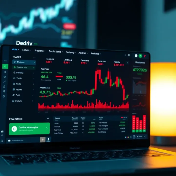 Overview of Key Features Available on Deriv.com Dashboard showing main features and tools of a digital trading platform