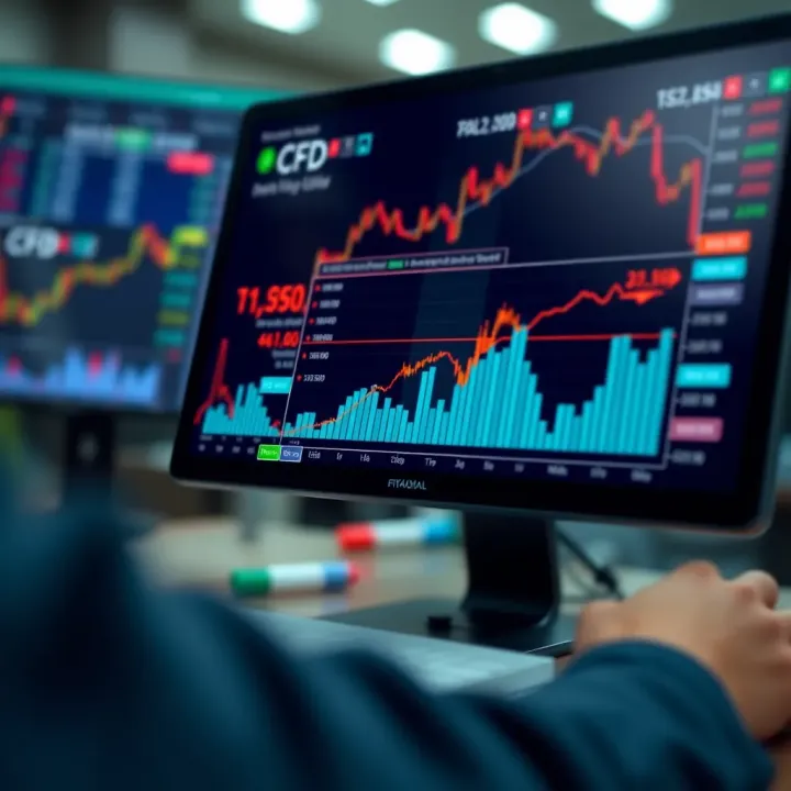 How CFD Trading Operates in the Colombian Financial Market Diagram illustrating CFD trading mechanics with charts and currency symbols