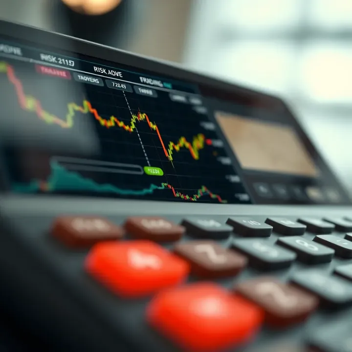 Trading calculator interface displaying risk management and profit calculation features