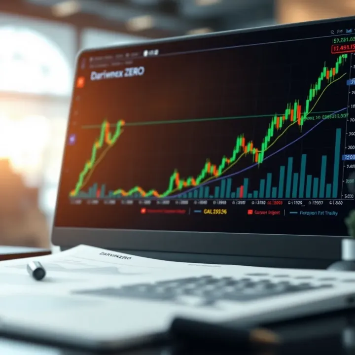 Financial charts and graphs illustrating competitive commissions and advanced trading tools