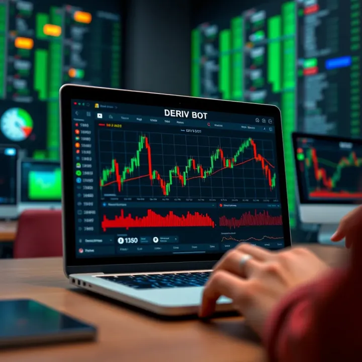 Automated trading interface showing Deriv Bot options on a digital platform