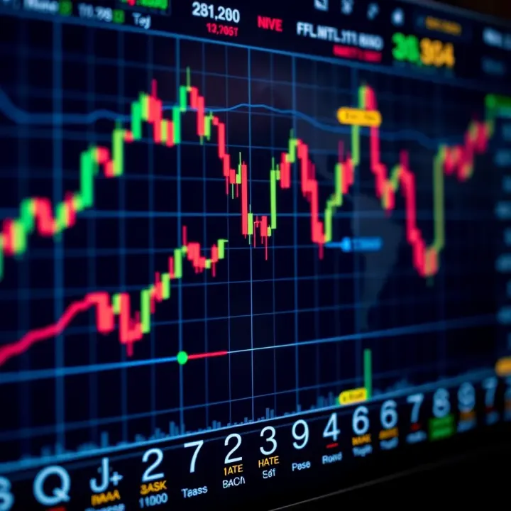 Graph showing fluctuating Forex market trends on a digital screen