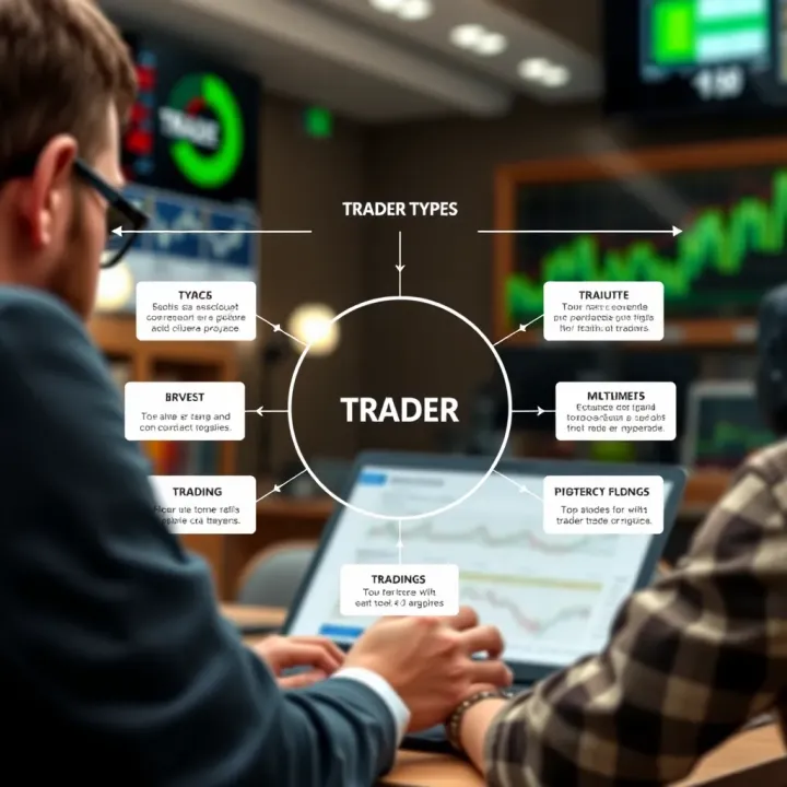 Overview of Trader Types and Key Trading Tools Diagram showing different types of traders and essential trading tools