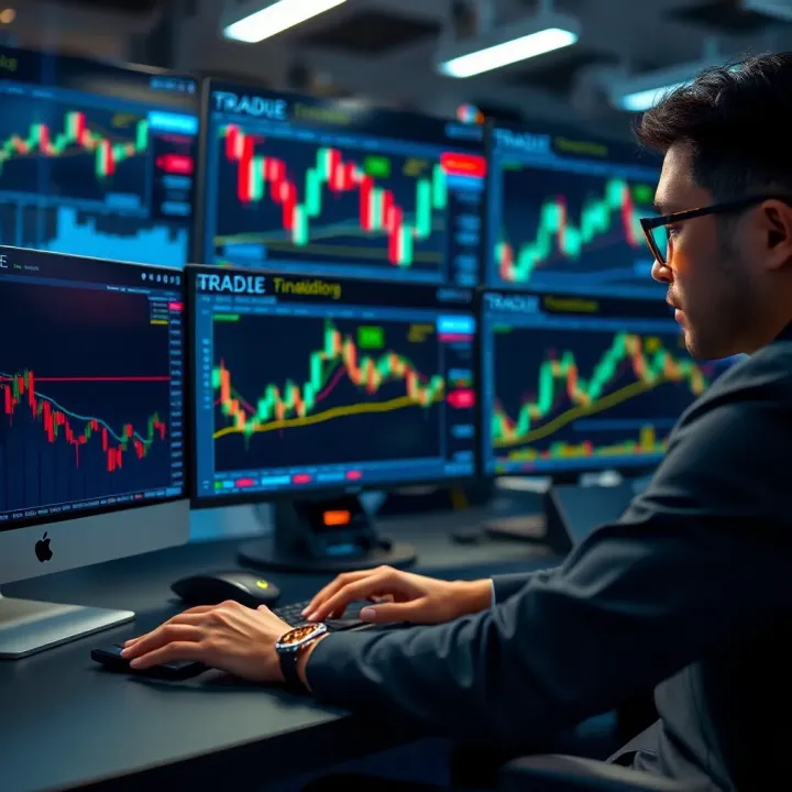 Conceptual illustration of a professional trader managing financial charts with external capital