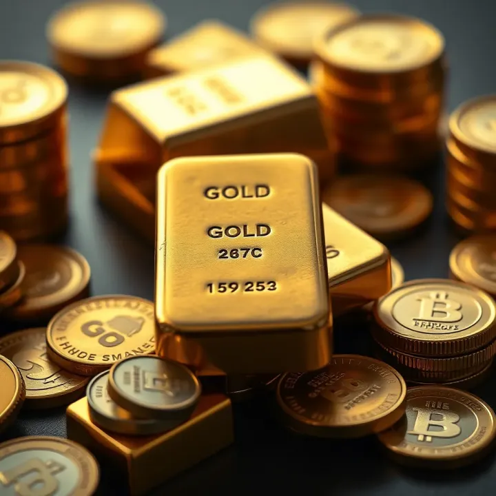Gold bars and coins illustrating investment and trading in precious metals
