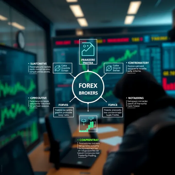 Diagram illustrating the functions and types of Forex brokers in currency trading