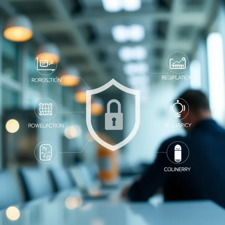 Graphical representation of security features and regulatory compliance for a financial broker