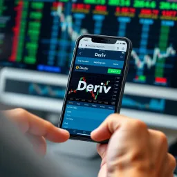 Deriv Trading Platform on Mobile Device Smartphone displaying the Deriv trading platform interface