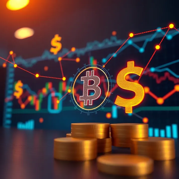 Affiliate Marketing for Trading Income Illustration of affiliate marketing concept with digital currency symbols and network connections