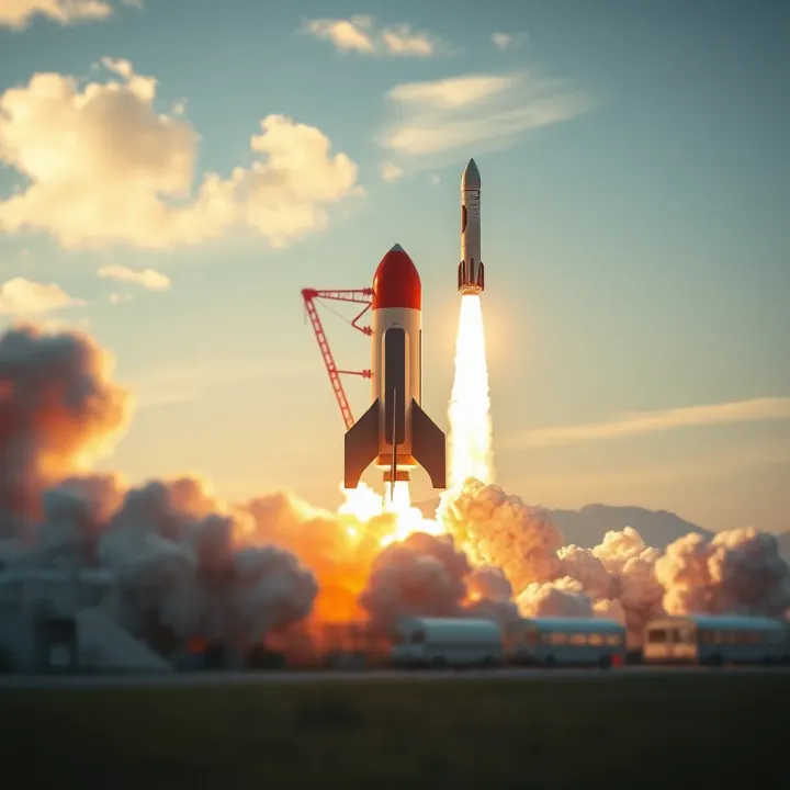 Dynamic rocket launch symbolizing immediate momentum in projects