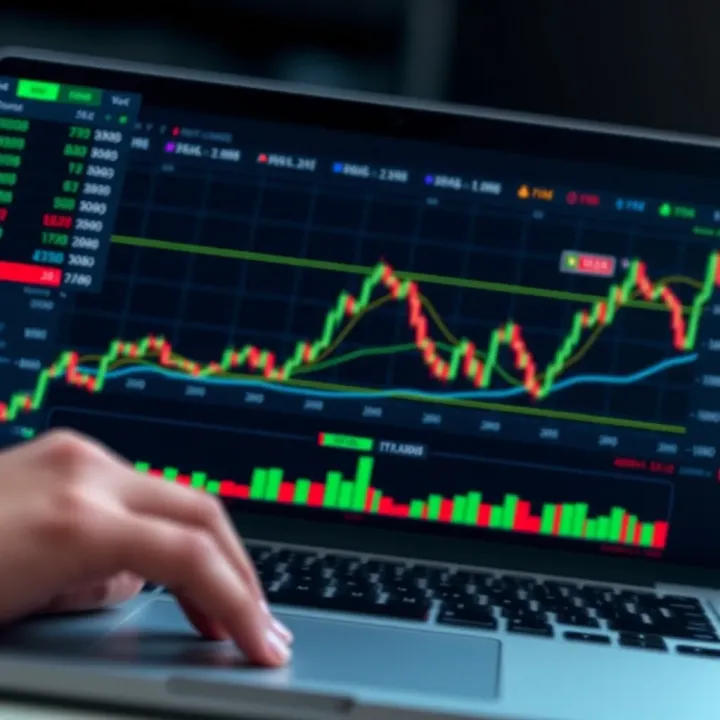Graph showing financial options trading trends and investment growth