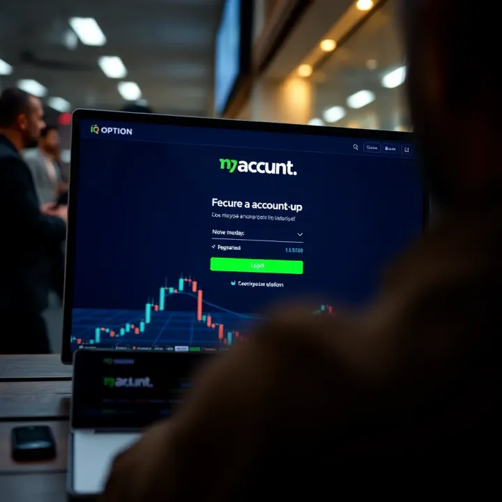 Secure login and account setup screen on IQ Option platform