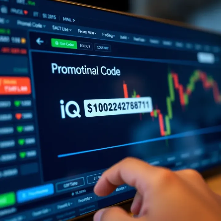 Illustration of promotional code entry on a trading platform screen