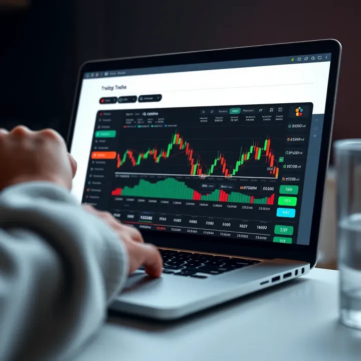 Trading Strategies and Tools on IQ Option for Informed Investments Illustration of a laptop screen displaying trading charts and strategy tools for forex and cryptocurrency investment