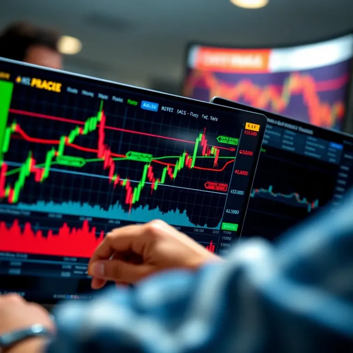 Graph showing trading charts and indicators symbolizing financial market analysis