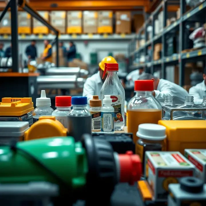 Diverse Manufactured Products Illustrating Industry Sectors Various manufactured products representing different sectors