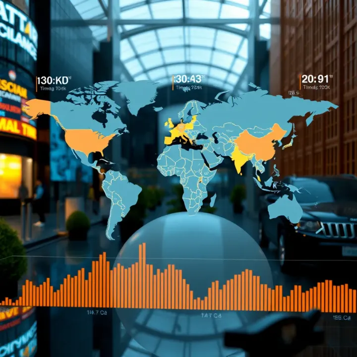 Global Time Zones Impacting New York Stock Exchange Trading World map highlighting different time zones relevant to New York Stock Exchange trading