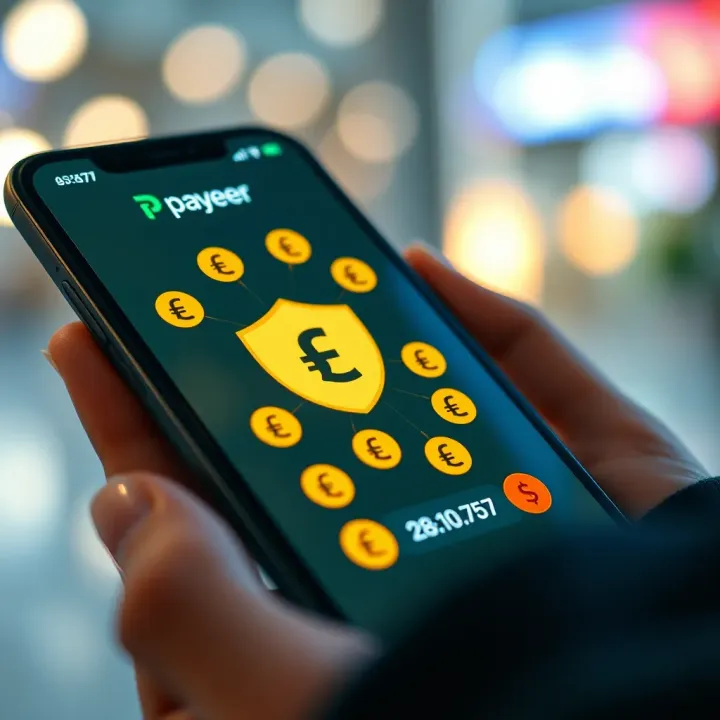Secure online payment transaction on a mobile device with currency symbols visible