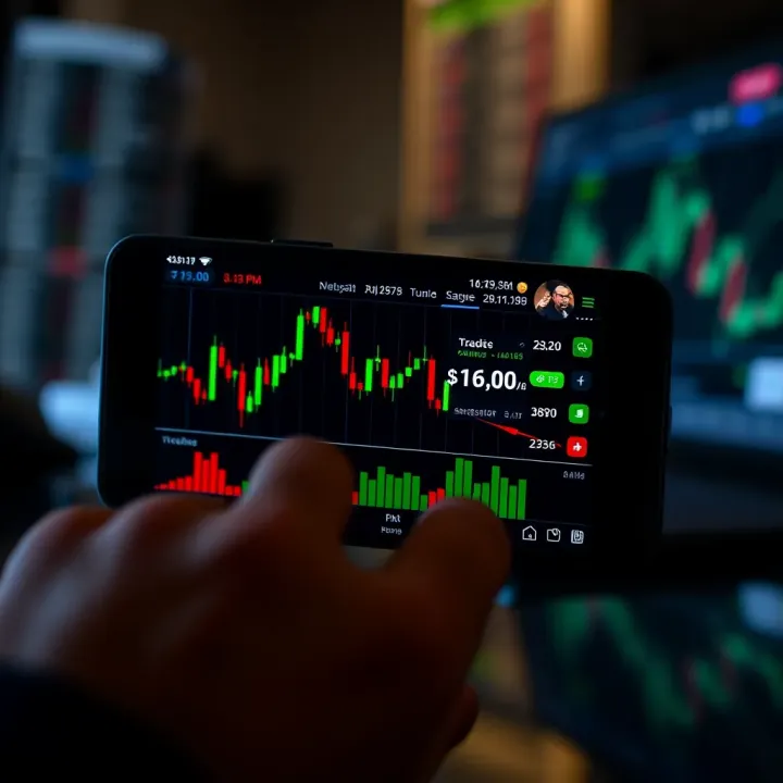 Pocket Option Application Interface on Mobile Device Mobile device showing Pocket Option app interface with trading charts and options